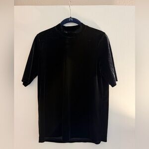 Lord & Taylor Black Velvet Short-Sleeve Mock Neck Rop
